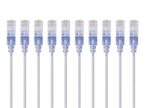 Monoprice Cat6A Ethernet Patch Cable Snagless RJ45 550Mhz 10G UTP Pure Bare Copper Wire 30AWG 10Pack 3 Feet White SlimRun Series - Image 1