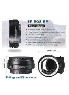 SYOSI Lens Adapter EF to EOS R Mount Adapter with Drop in Variable ND Filter, Lens Mount Adapter Converter Compatible for Canon EF/EF-S Lens to RP R5 R6 Camera  - Image 3