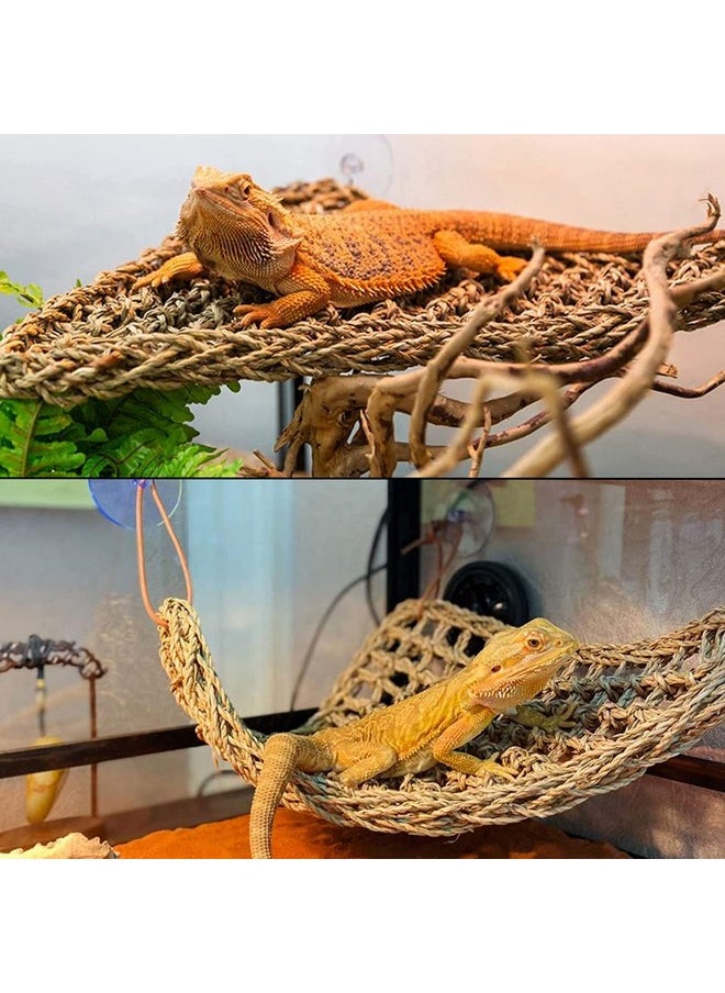Hamiledyi - Hamiledyi Large Reptile Hideout Wood Bridge Ladder Hiding Hut Bearded Dragon Hammock Lizards Habitat Decor Climbing Accessories Tortoise Hide Cave Toy for Gecko Snake Chameleon Gecko Iguana - Image 1