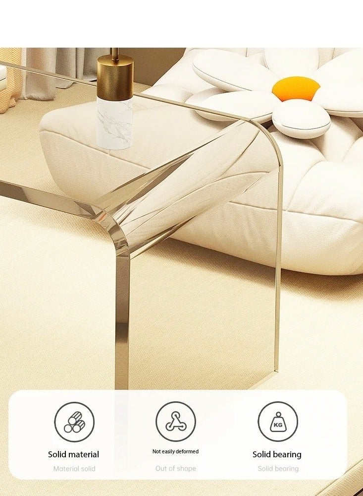 فاشون هوم طاولة جانبية فاخرة متعددة الأغراض على شكل حرف C بتصميم شفاف وطاولة قهوة أكريليك وطاولة وجبات خفيفة وطاولة بجانب السرير لغرفة المعيشة وغرفة النوم وأثاث المكتب المنزلي 29 × 42 × 42 سم - Image 4