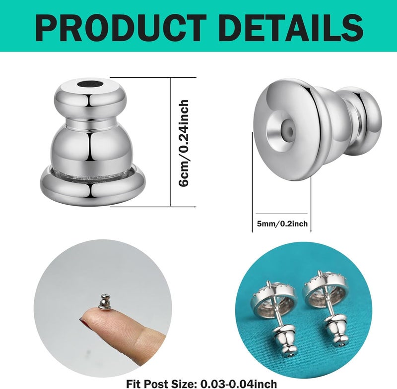 Catinee Earring Backs Replacements,14k Plated White Gold Earrings Back for Studs Secure,Hypoallergenic Earring Backs Apply to Earring Backs for Droopy Ears(6pcs/3pair) - Image 3