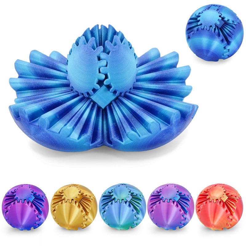 Minleway Gear Ball 3D Printed Cube Fidget ToyGear Sphere Fidget ToysSensory Toys for Stress and Anxiety Relief Desk Toy Fidget SpinnersStocking Stuffers for Adults Kids Gift Aurora Blue 31 Inch - Image 3