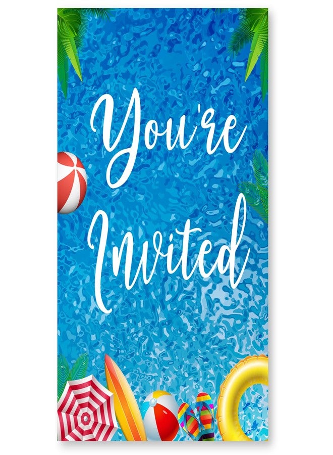 Soiceu Pool Party Invitations with Envelopes Set of 20 Summer Swimming Pool Theme Birthday Party Invites Fill in Blank - Image 4