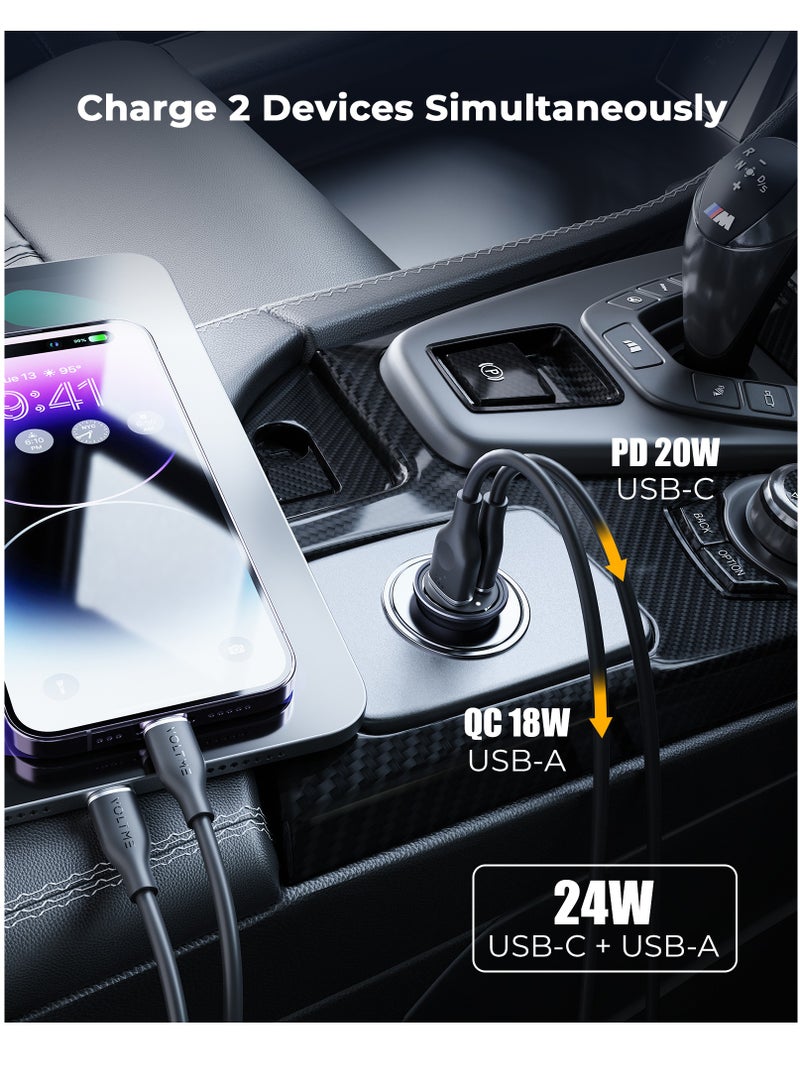 VOLTME Car Charger, 20W PD 3.0 USB C Car Charger, Fast Power Charging Block Dual Port USB A & C Plug Charger Adapter for iPhone 15/14/13, Samsung Galaxy S24/S23, Pixel, Moto and More- Blue/Black  - Image 3