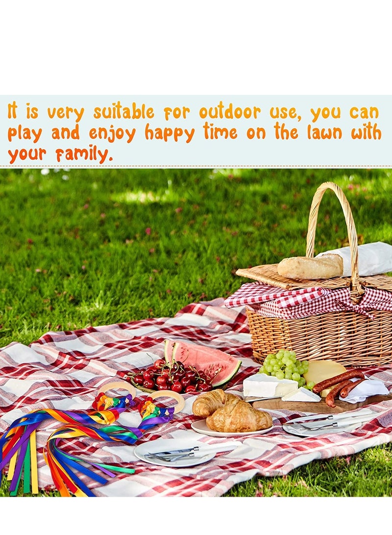 Barakah Ribbon Hand Kite Montessori Hand Kite Toy Creative Waldorf Toy Ribbon Streamer with Wood Ring Rainbow Wind Wand Learning Educational Hand Toys for Birthday Party 6 Pieces - Image 4