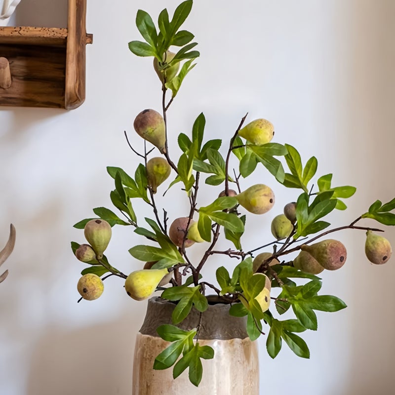 A Faux Fig Branch With Fruit Measuring 33 86 Inches Green Color For DIY Party Room Decor Rustic Fruit Decoration Indoor And Outdoor Home Decor Hotel Decoration Floral Gift Arrangements - Image 1