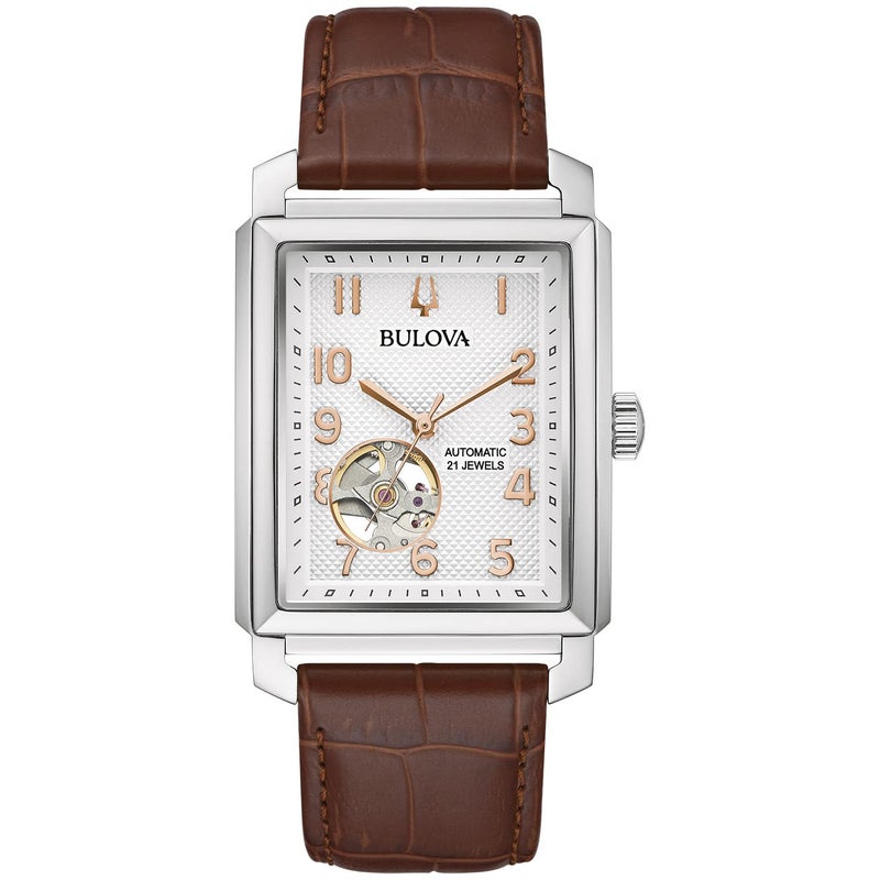 Bulova ساعة بولوفا للرجال سوتون أوتوماتيك بحزام جلد تمساح | 33 مم | 96A268 - Image 3