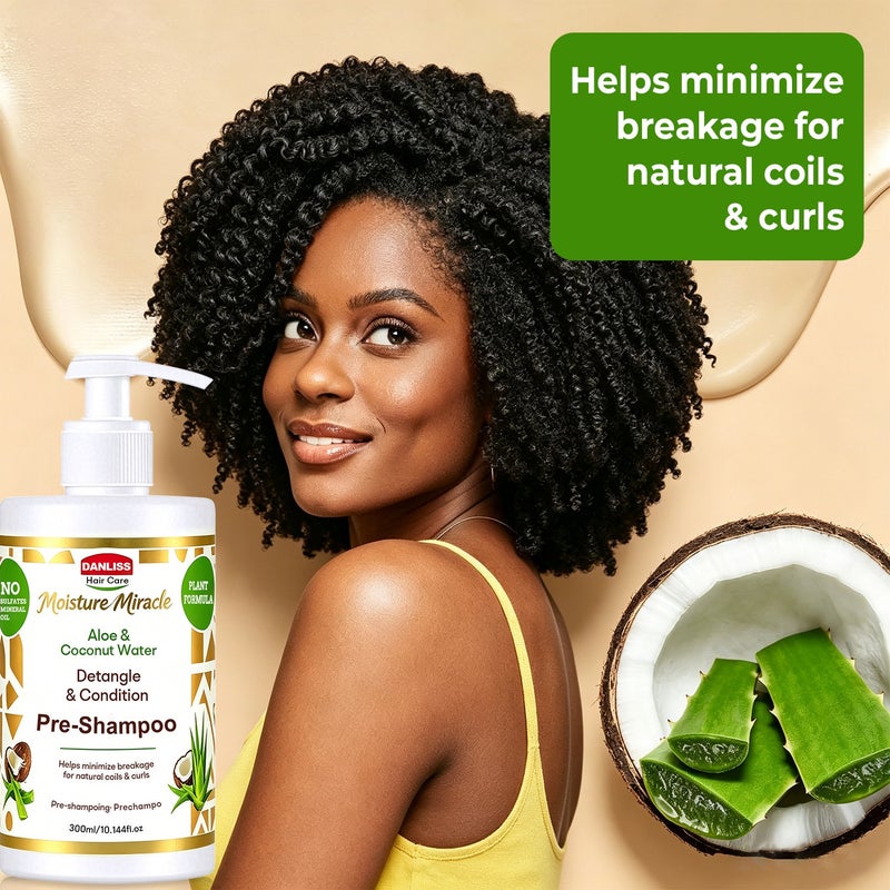 DANLISS Aloe Vera Coconut Water Conditioner - Pre-Shampoo and Conditioner 300ml (Sulfate-Free Mineral) - Image 4