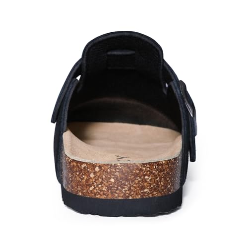 ODOLY Genuine Suede Clogs for Women Men Soft Cork Footbed Leather Mules Comfort Potato Shoes with Arch Support, Black-46 - Image 5