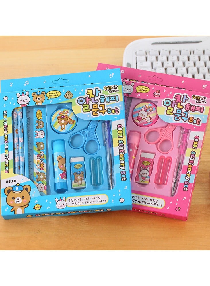 Generic Back to School Essentials Gift Set - 2 Pack Pink & Blue Kids Stationery Kits (10-Piece Each) with Safety Scissors, Glue Stick & Pencil Sharpener - Perfect First Day Supplies for Boys & Girls 3-12  - Image 1