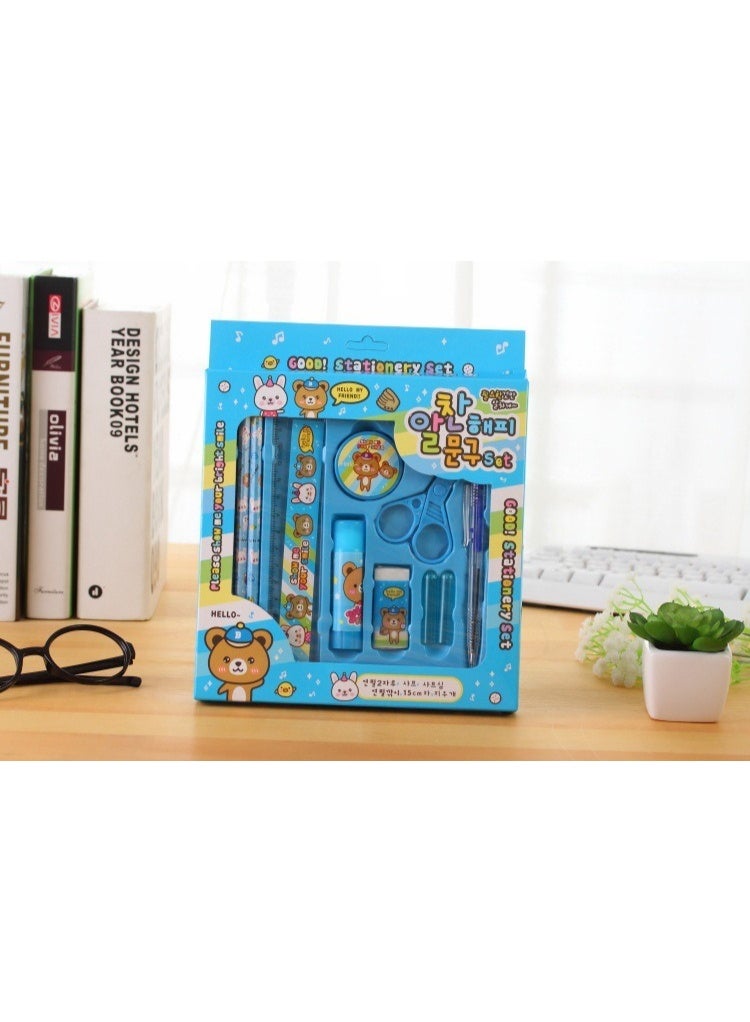 Generic Back to School Essentials Gift Set - 2 Pack Pink & Blue Kids Stationery Kits (10-Piece Each) with Safety Scissors, Glue Stick & Pencil Sharpener - Perfect First Day Supplies for Boys & Girls 3-12  - Image 4