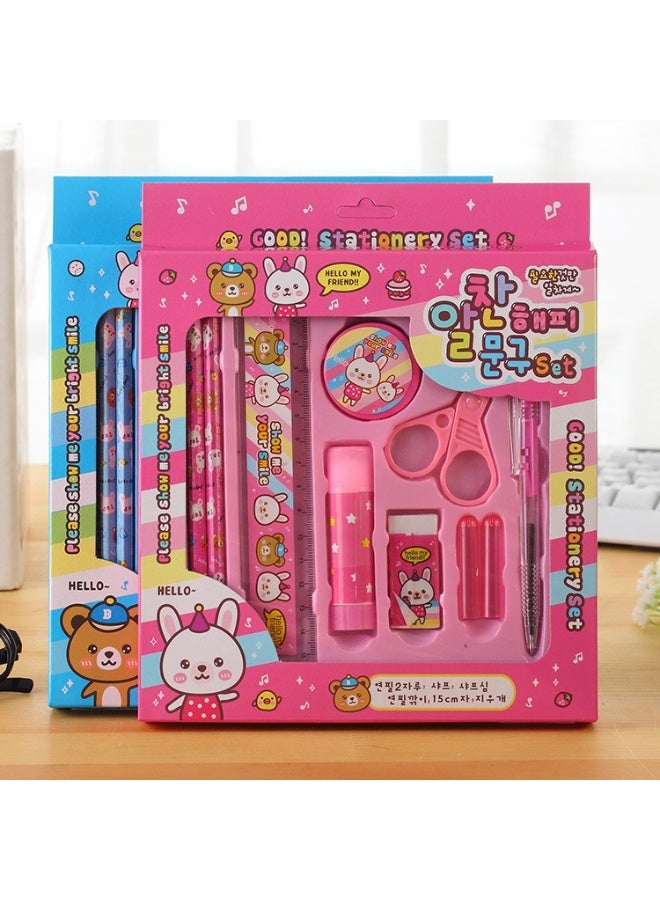 Generic Back to School Essentials Gift Set - 2 Pack Pink & Blue Kids Stationery Kits (10-Piece Each) with Safety Scissors, Glue Stick & Pencil Sharpener - Perfect First Day Supplies for Boys & Girls 3-12  - Image 3