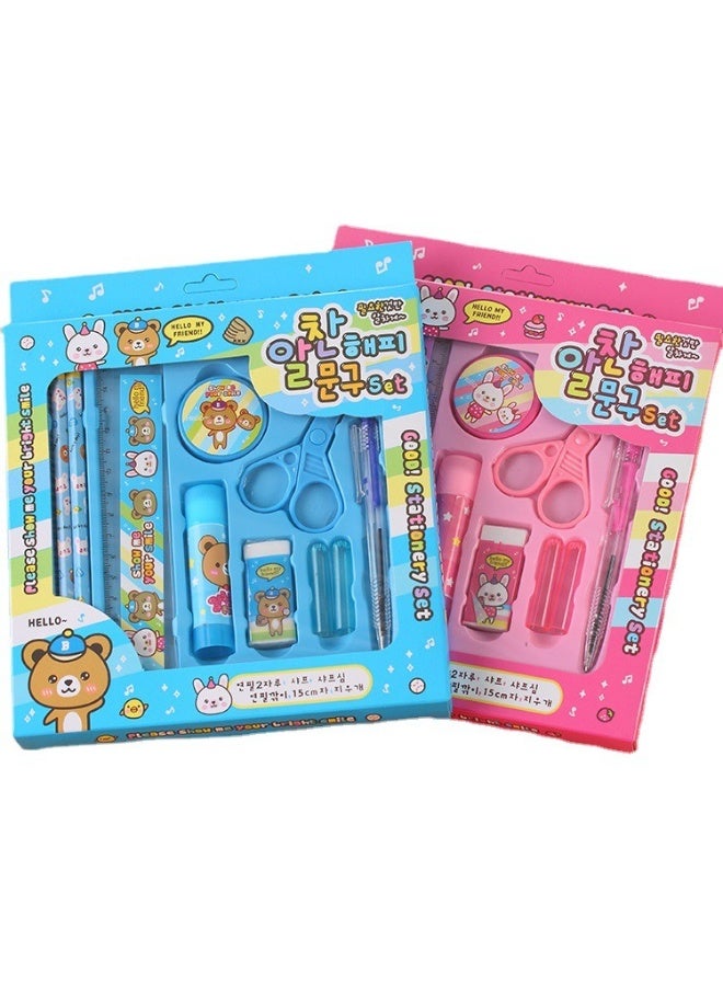 Generic Back to School Essentials Gift Set - 2 Pack Pink & Blue Kids Stationery Kits (10-Piece Each) with Safety Scissors, Glue Stick & Pencil Sharpener - Perfect First Day Supplies for Boys & Girls 3-12  - Image 2
