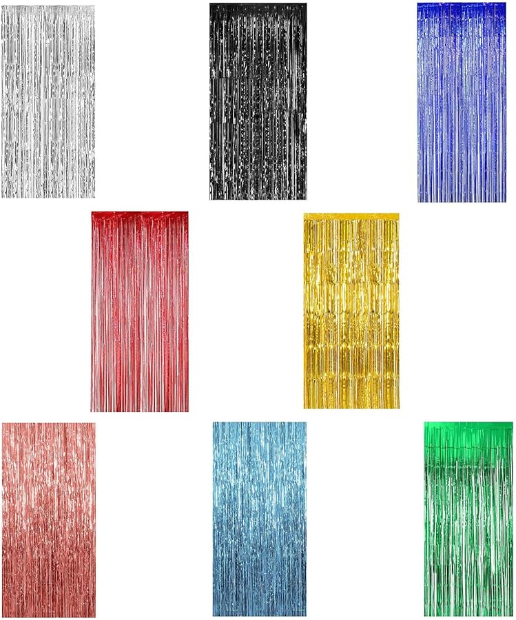 Champagne Metallic Foil Tinsel Fringe Curtain Door Hanging Streamers Holiday Party Supplies - Image 4