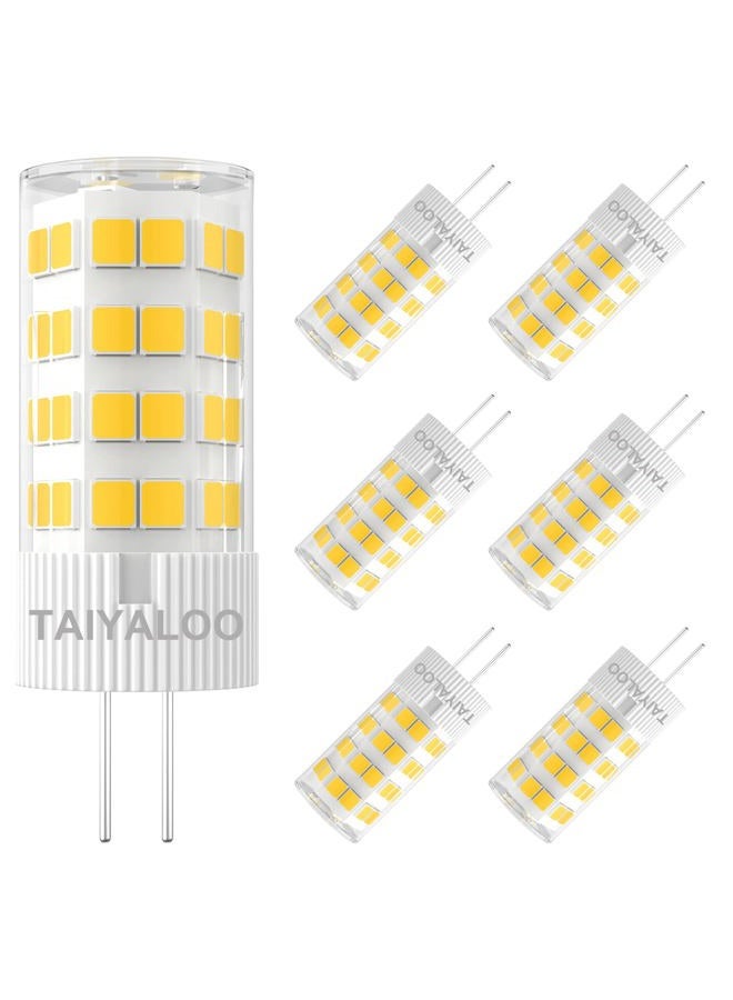 TAIYALOO G4 LED Bulbs, 5W Bi-Pin G4 Base LED Bulb Equivalent to 40W T3 JC Type G4 Halogen Bulb 40W, Not-Dimmable AC/DC 12V G4 Bulb, 360°Beam Angle Warm White 3000K G4 Light Bulb (6 Pack) - Image 1