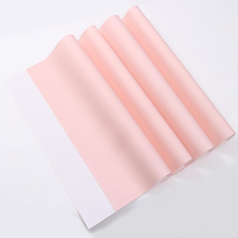 Red Dot Gift REDDOTGIFT Pack of 20 Sheets Gift Wrapping Paper 57x57cm, Double Face Flower Wrap Paper Waterproof Floral Bouquet Packing Paper DIY Craft Gift Packing (33# LIGHT PINK + CREAM WHITE) - Image 1