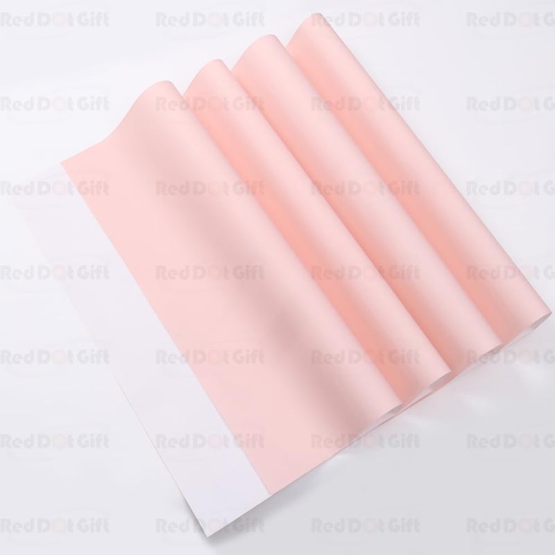 Red Dot Gift REDDOTGIFT Pack of 20 Sheets Gift Wrapping Paper 57x57cm, Double Face Flower Wrap Paper Waterproof Floral Bouquet Packing Paper DIY Craft Gift Packing (33# LIGHT PINK + CREAM WHITE) - Image 2