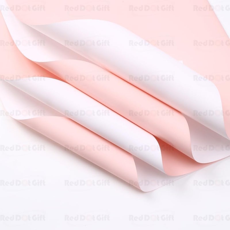 Red Dot Gift REDDOTGIFT Pack of 20 Sheets Gift Wrapping Paper 57x57cm, Double Face Flower Wrap Paper Waterproof Floral Bouquet Packing Paper DIY Craft Gift Packing (33# LIGHT PINK + CREAM WHITE) - Image 3