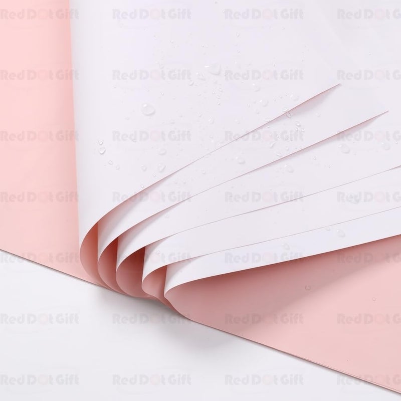 Red Dot Gift REDDOTGIFT Pack of 20 Sheets Gift Wrapping Paper 57x57cm, Double Face Flower Wrap Paper Waterproof Floral Bouquet Packing Paper DIY Craft Gift Packing (33# LIGHT PINK + CREAM WHITE) - Image 5