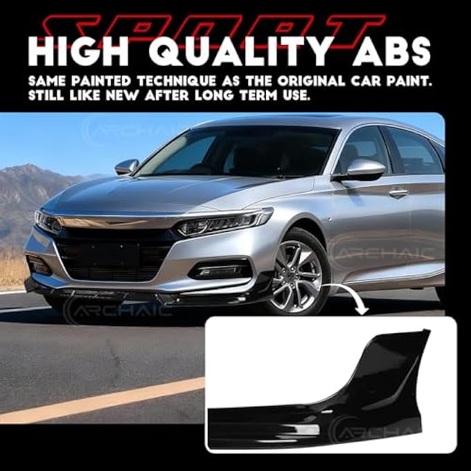 Archaic Front Bumper Lip Compatible with 2018-2020 Honda Accord, JDM Style 3Pcs Air Dam Spoiler Splitter Fit for SE/EX-L/LX/Touring, Splitter Under Chin Body Kit Lower Spoiler. - Image 2
