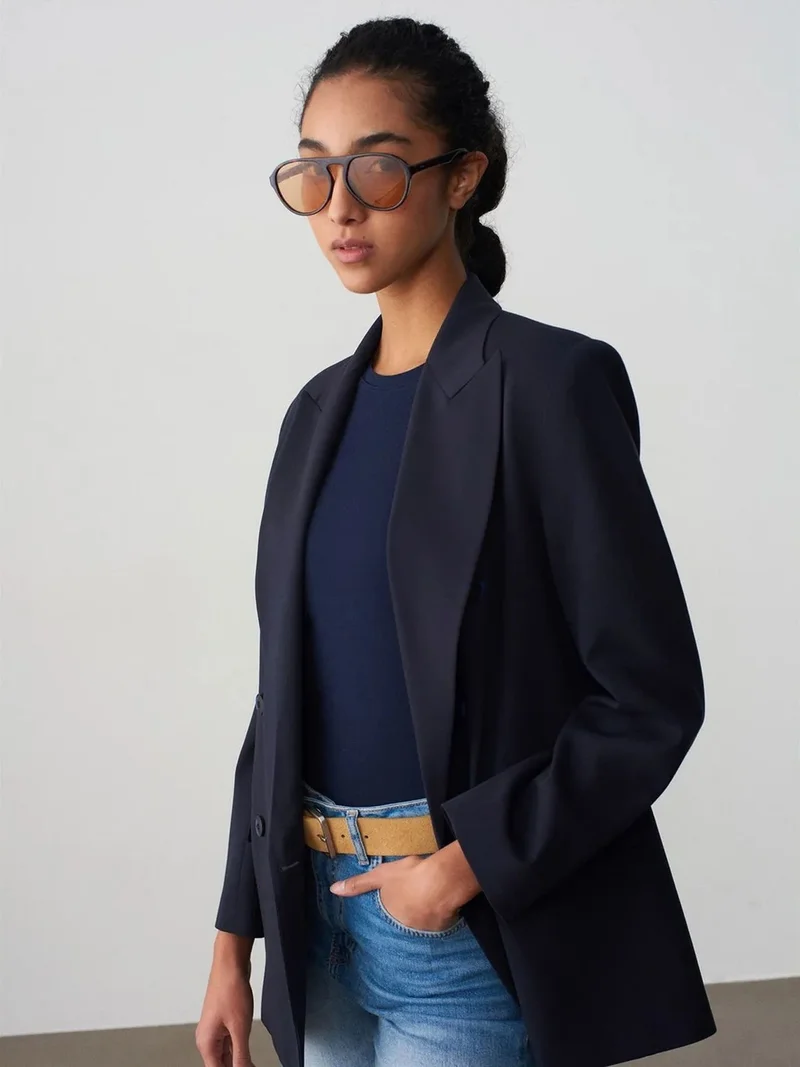 Dilvin Dilvin Oversized Long Crepe Blazer Jacket