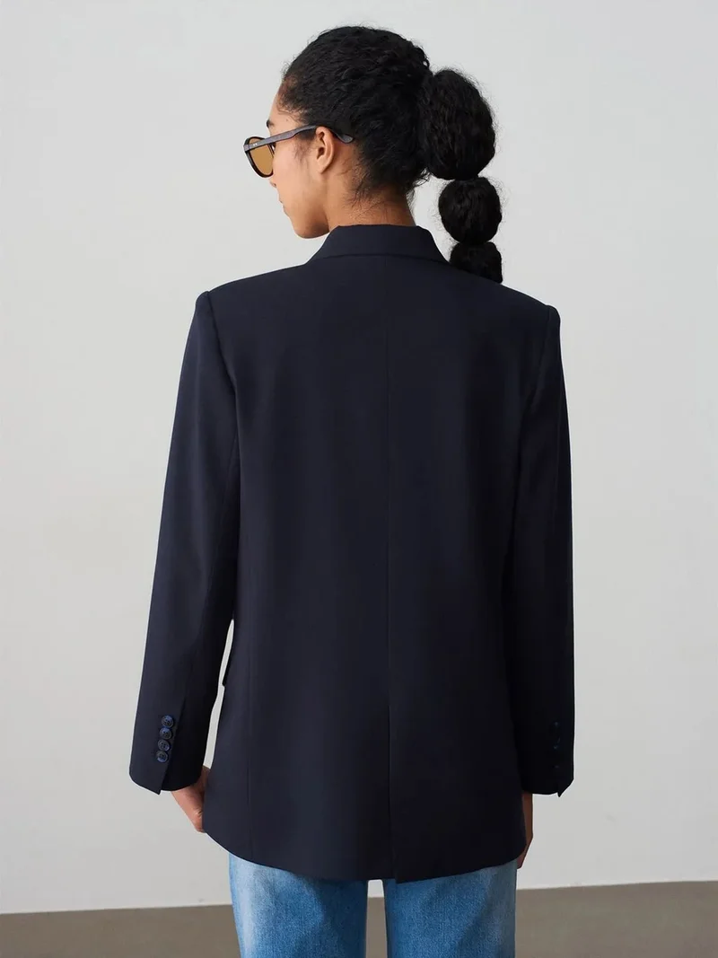 Dilvin Dilvin Oversized Long Crepe Blazer Jacket