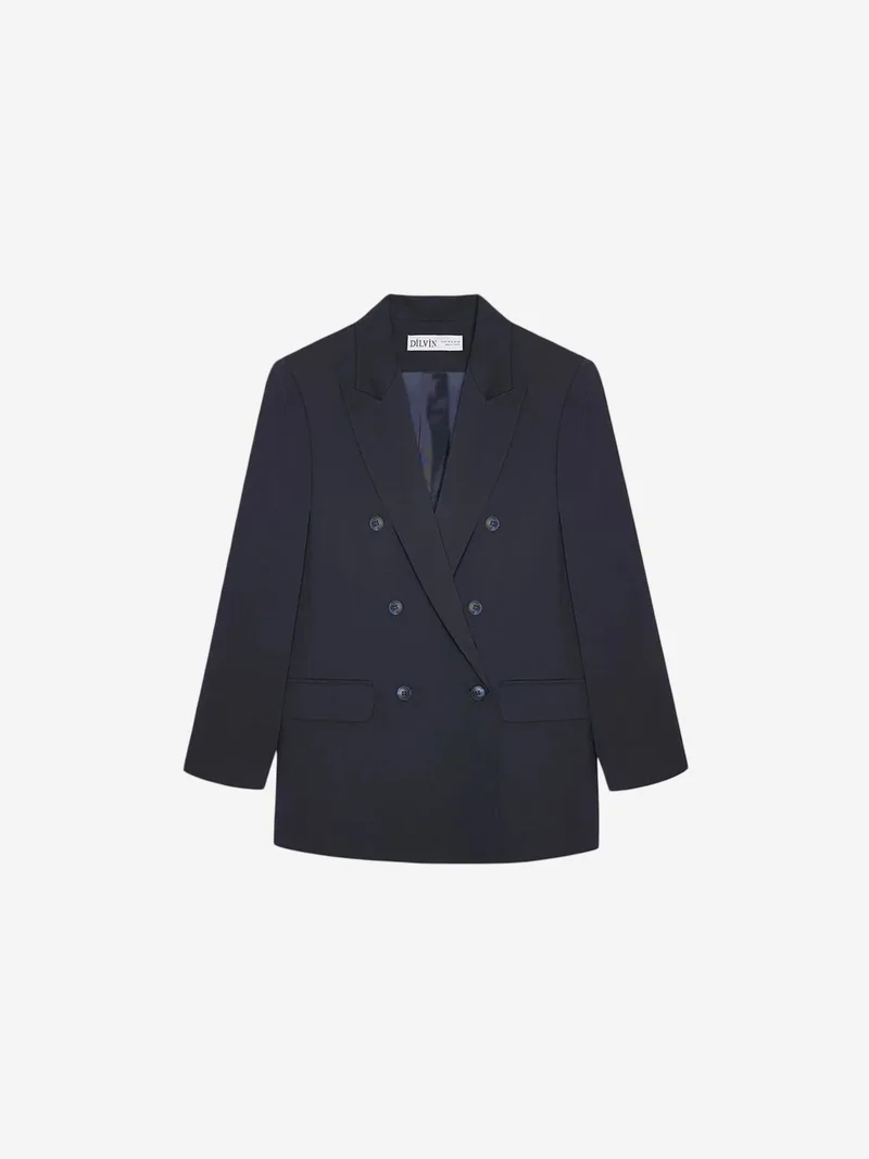 ديلفين DILVIN Oversized Long Crepe Blazer Jacket