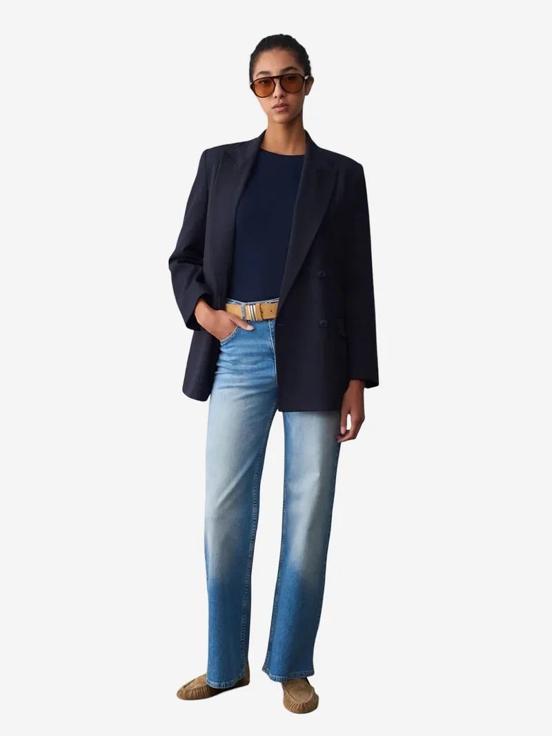 ديلفين DILVIN Oversized Long Crepe Blazer Jacket