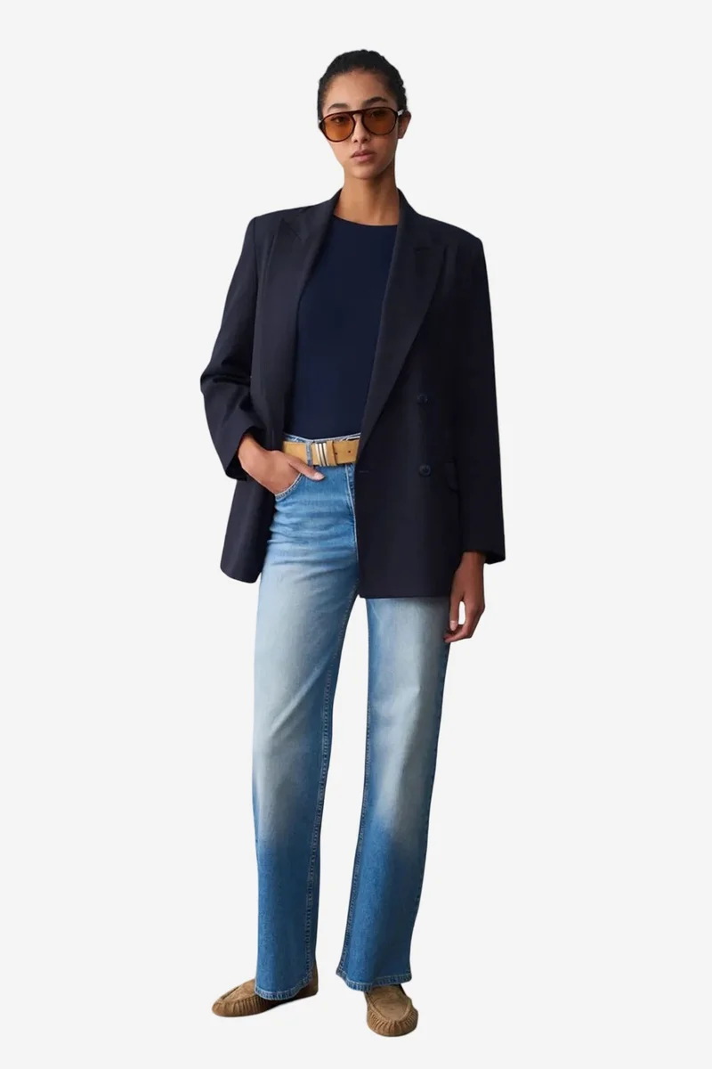 ديلفين DILVIN Oversized Long Crepe Blazer Jacket