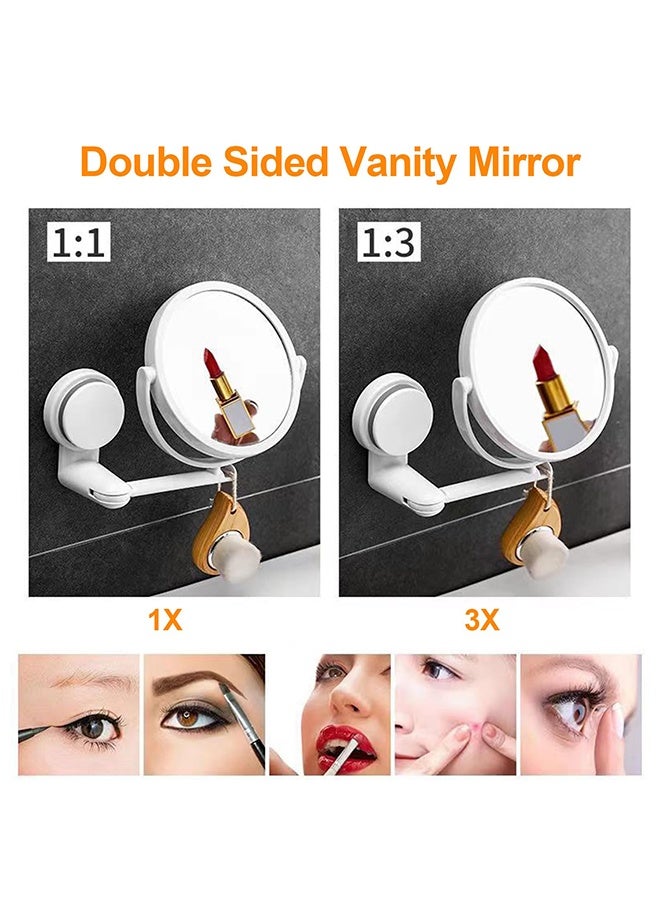 يلا جوي مرآة مكياج مثبتة على الحائط مقاس 5.9 بوصة، مرآة مكياج مزدوجة الجوانب مع تكبير 1 × 3 ×، مرآة حمام دوارة قابلة للتمديد - Image 3