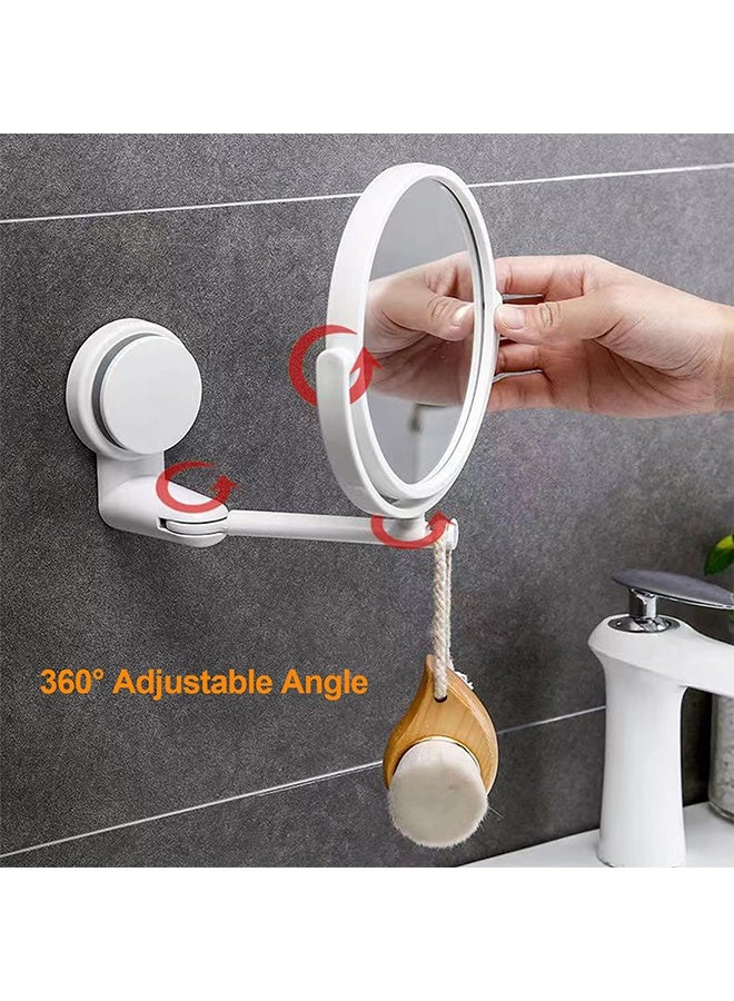 يلا جوي مرآة مكياج مثبتة على الحائط مقاس 5.9 بوصة، مرآة مكياج مزدوجة الجوانب مع تكبير 1 × 3 ×، مرآة حمام دوارة قابلة للتمديد - Image 4