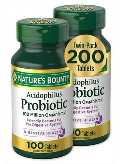 Acidophilus Probiotic, Daily Probiotic Supplement, Supports Digestive Health, Twin Pack, 200 Tablets