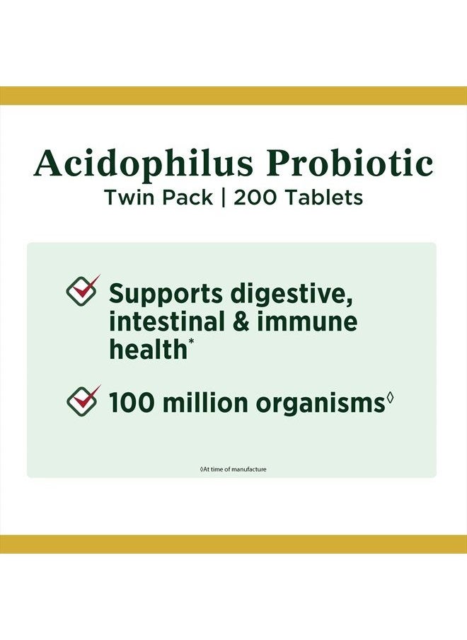 NATURE'S BOUNTY - Acidophilus Probiotic, Daily Probiotic Supplement, Supports Digestive Health, Twin Pack, 200 Tablets - Image 1