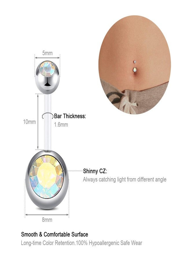 FECTAS Plastic Belly Button Rings Navel Rings for Maternity Pregnancy Sport Pregnant Women Flexible Clear Belly Piercing Retainers 10mm - Image 3
