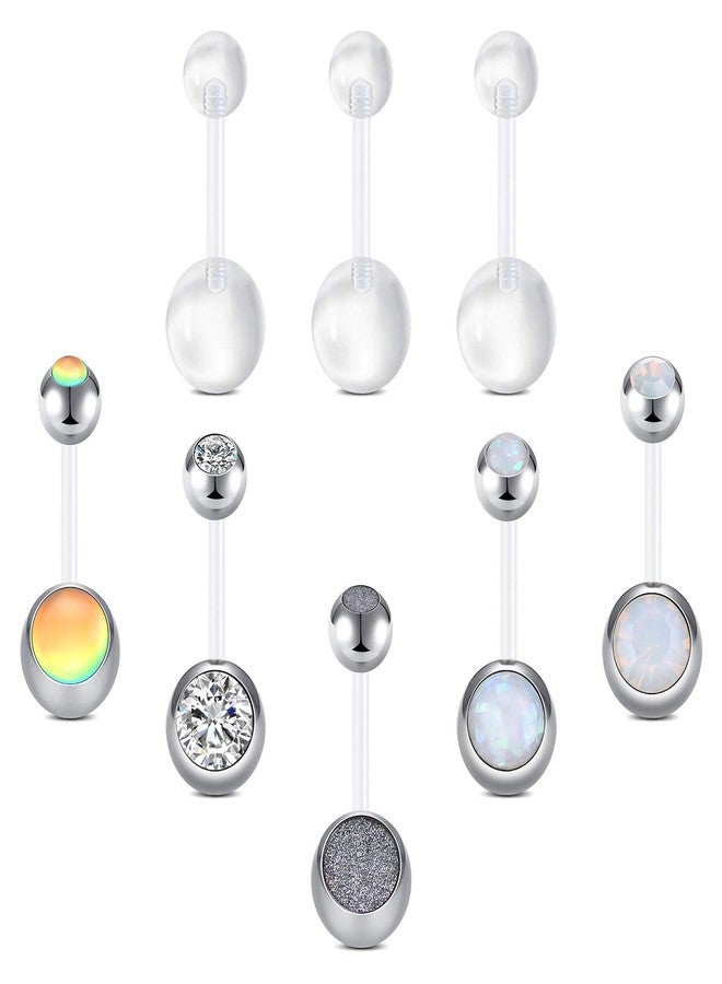FECTAS Plastic Belly Button Rings Navel Rings for Maternity Pregnancy Sport Pregnant Women Flexible Clear Belly Piercing Retainers 10mm - Image 1