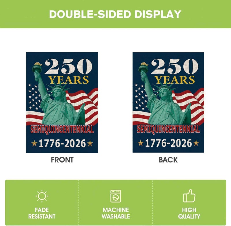 MAGJIUKE 250th Anniversary American House Flag, 1776-2026 Semiquincentennial Patriotic Double-Sided Garden Flag, 28x40 Inch - Image 4