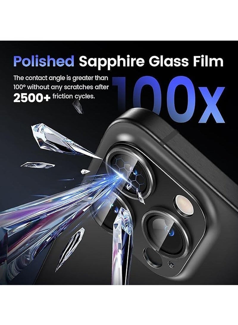 غطاء زجاجي مقوى لحماية عدسة الكاميرا لهاتف iPhone 15 Pro / iPhone 15 Pro Max مع حلقة معدنية واقية - تيتانيوم - Image 4