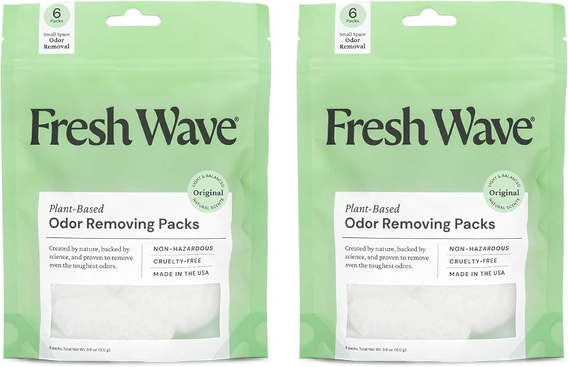 Fresh Wave Odor Eliminating & Deodorizing Packs | 2 Bags of 6 Each | Safer Odor Relief for Small Spaces | Natural Plant-Based Odor Eliminator | Odor Absorbers for Home, 3.6 Ounce (Pack of 2) - Image 1
