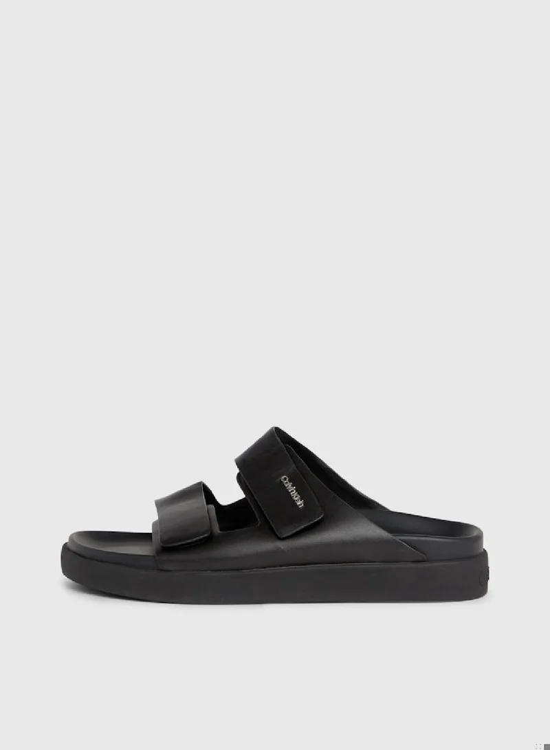 CALVIN KLEIN Women's Leather Sandals -  leather upper , Black