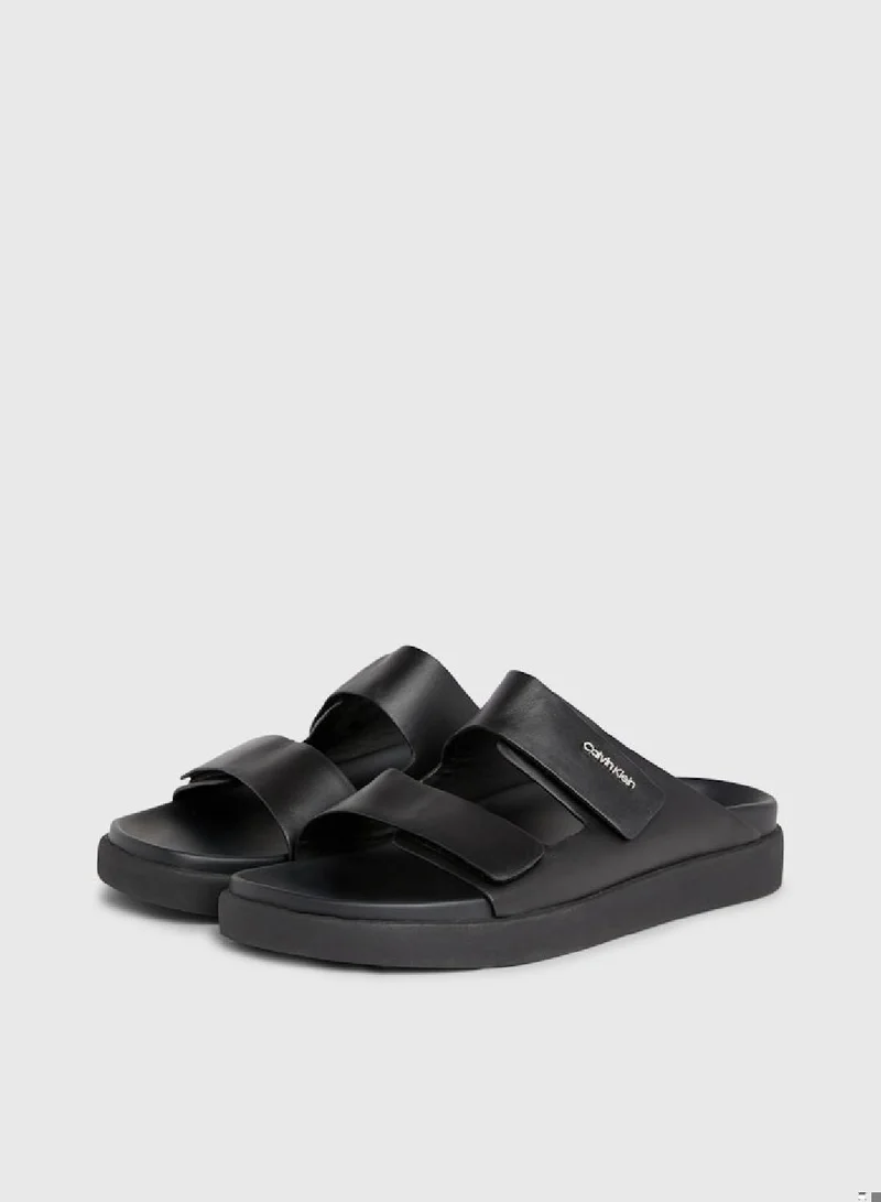 CALVIN KLEIN Women's Leather Sandals -  leather upper , Black