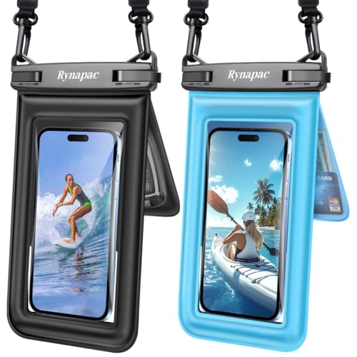 Rynapac [Up to 8.5''] Floating Waterproof Phone Pouch 2 Pack, IPX8 Double Space Waterproof Phone Case with Lanyard for iPhone 17 16 15 Pro Max, Galaxy S26 Ultra, Cellphone Dry Bag Beach Cruise Ship Essentials - Image 1