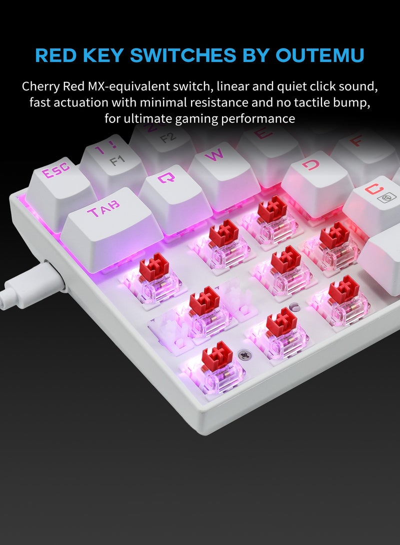 E-YOOSO Portable 65% Mechanical Gaming Keyboard, Z-686 Customizable Per-Key RGB Backlit, Compact 68 Keys Mini Wired Office Keyboard with Blue Switch for Windows Laptop PC Mac - White  - Image 4