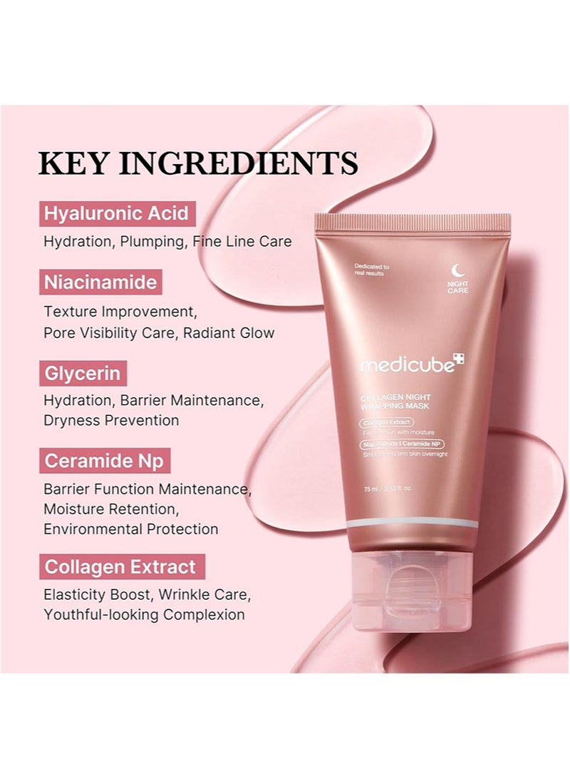 ميديكيوب قناع فيرال جلاس جلو الليلي المزدوج: قناع الكولاجين الليلي المقشر للوجه وقناع الكركم الليلي المقشر للوجه - Image 2