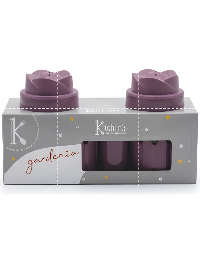كيتشنز طقم ملاحات زجاجي قطعتين من Kitchen's موديل Gardenia، هزاز ملح وفلفل بتصميم عصري وأغطية ملونة محكمة الغلق، مثالي لتنظيم مائدة الطعام والمطبخ (ألوان متعددة) - Image 2
