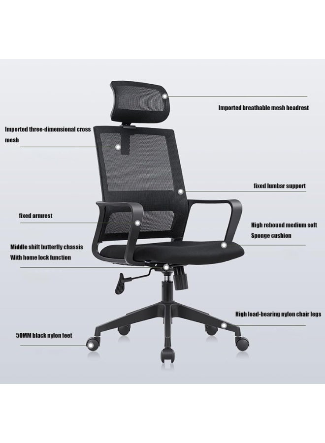 نادراب كرسي مكتبي مريح مع دعم قطني، كرسي كمبيوتر بشبكة ظهر عالية، كرسي دوار للمكتب، مزود بمساند ذراعين، وظيفة ميل، عجلات، شبكي قابل للتنفس، للبالغين أثناء العمل والدراسة - Image 2