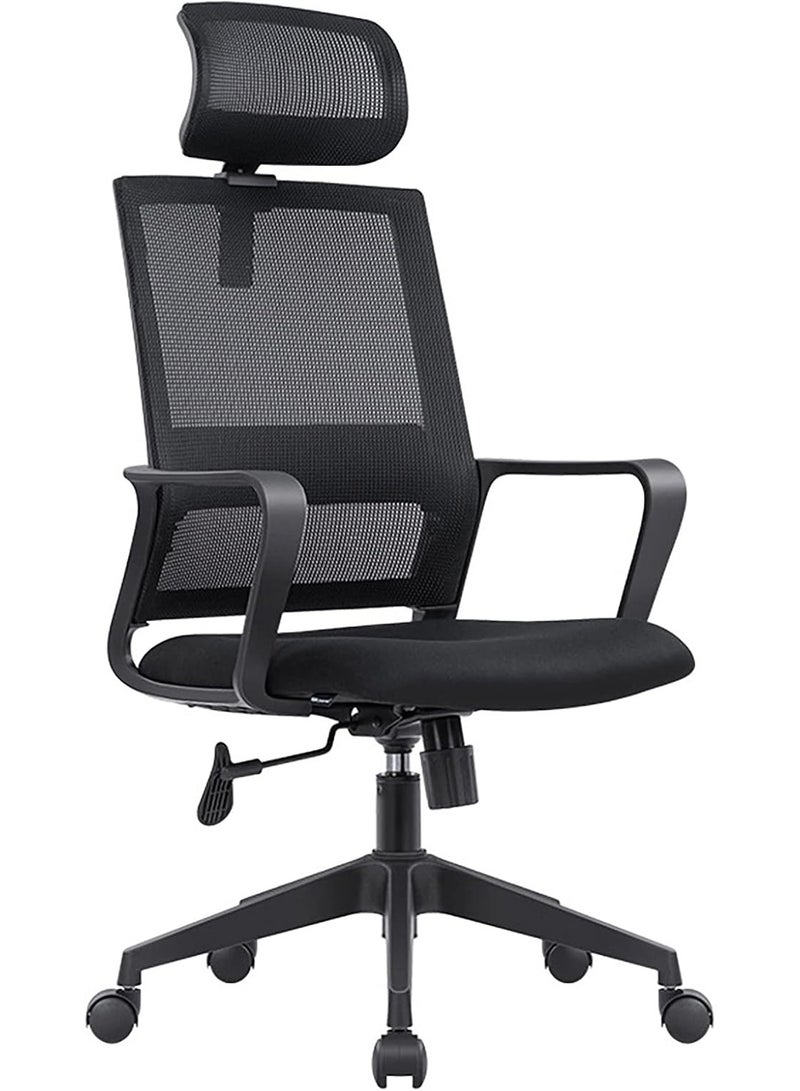 نادراب كرسي مكتبي مريح مع دعم قطني، كرسي كمبيوتر بشبكة ظهر عالية، كرسي دوار للمكتب، مزود بمساند ذراعين، وظيفة ميل، عجلات، شبكي قابل للتنفس، للبالغين أثناء العمل والدراسة - Image 1
