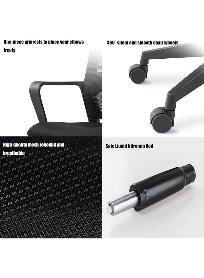 نادراب كرسي مكتبي مريح مع دعم قطني، كرسي كمبيوتر بشبكة ظهر عالية، كرسي دوار للمكتب، مزود بمساند ذراعين، وظيفة ميل، عجلات، شبكي قابل للتنفس، للبالغين أثناء العمل والدراسة - Image 4
