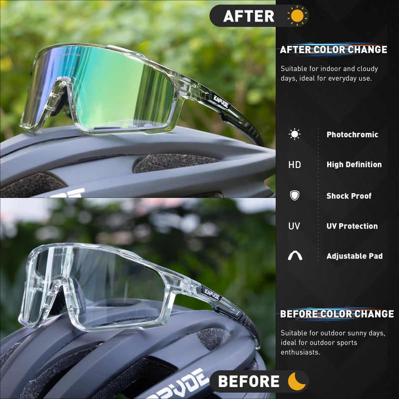 KAPVOE Photochromic Cycling Glasses for Men Women Sports Sunglasses Frame Discoloration HD Bike Glasses K76 - Image 4
