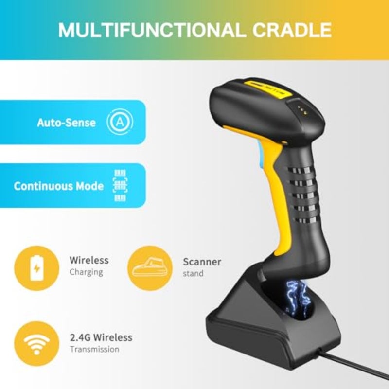 Upgraded QR Industrial Bluetooth Barcode Scanner with Charging Dock, Wireless 2D 1D Bar Code Reader 2600mAh Drop Protection Shock Dust Proof Hands Free for Windows Mac Android iOS RD-1200 - Image 5
