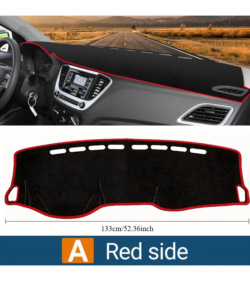 Red Left Hand Drive Dashboard Cover For Hyundai Solaris Accent HC 2017 2018 2019 2020 Car Instrument Panel Anti Glare Pad Carpet - Image 2